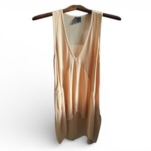 Left of Center by Anthropologie Sleeveless V-Neck Peach Colored Tunic Blouse Top